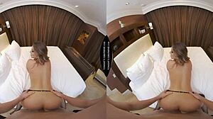 Virtual reality sex with a big natural tits blonde escort